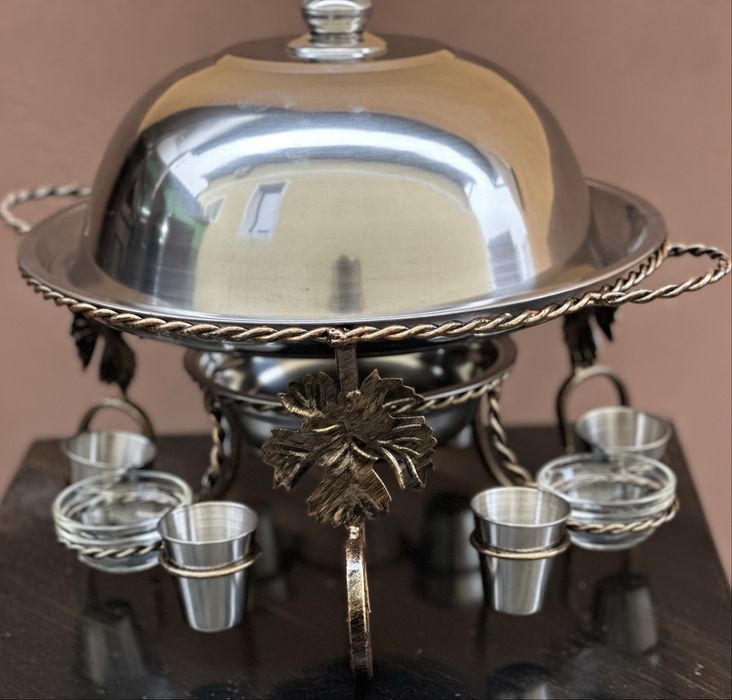 Садж для шашлыка Виноград с рюмками и соусницами 36 см