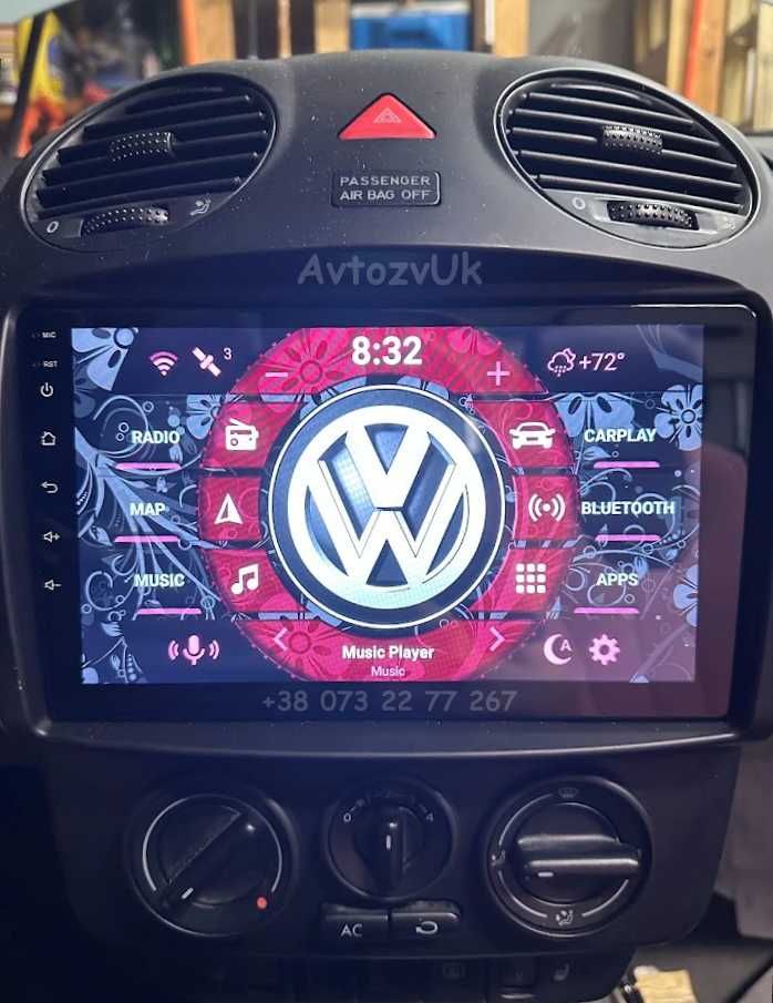 Магнитола NEW BEETLE Volkswagen VW GPS Жук ТВ 2 дин CarPlay Android 13