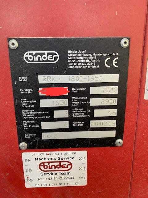 Piec na Trociny Zrębke Pellet Wióra i inne Biopaliwa BINDER 1650kw