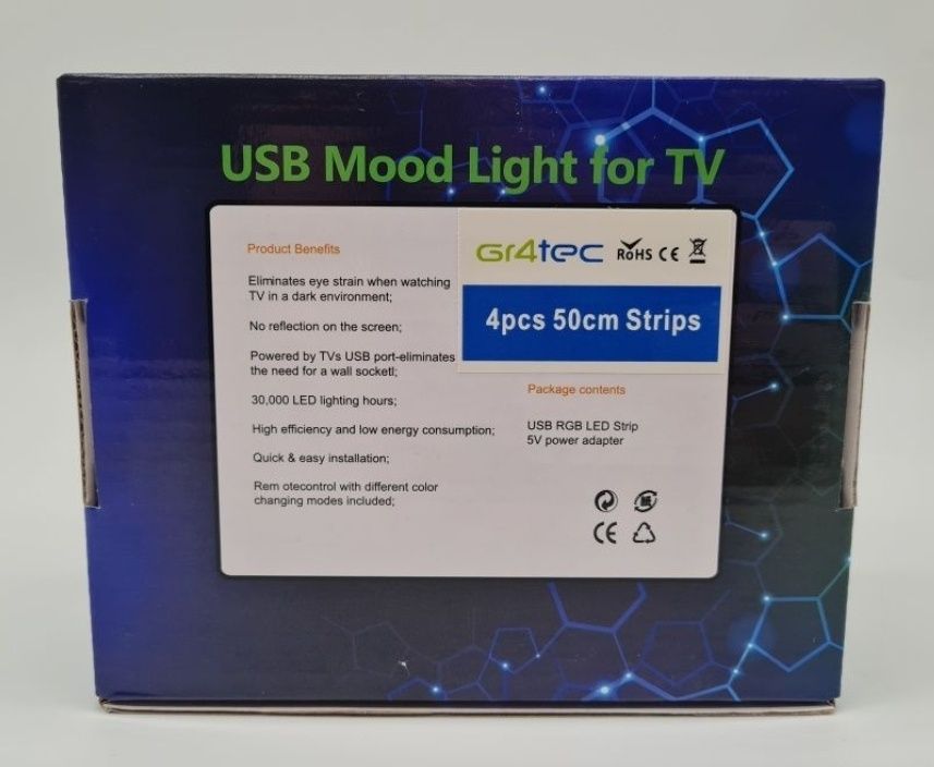Podświetlenie TV Taśma LED RGB 4x 50 cm USB pilot