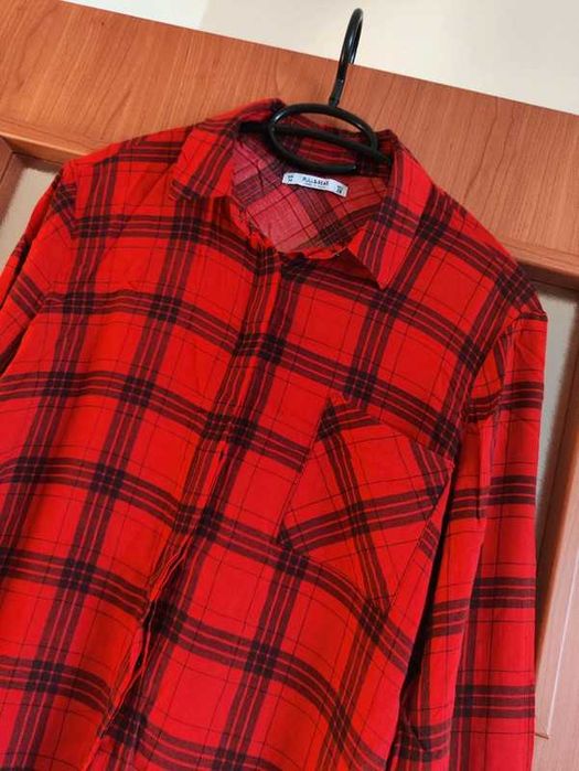Czerwona koszula w kratę rozmiar M 100% wiskoza