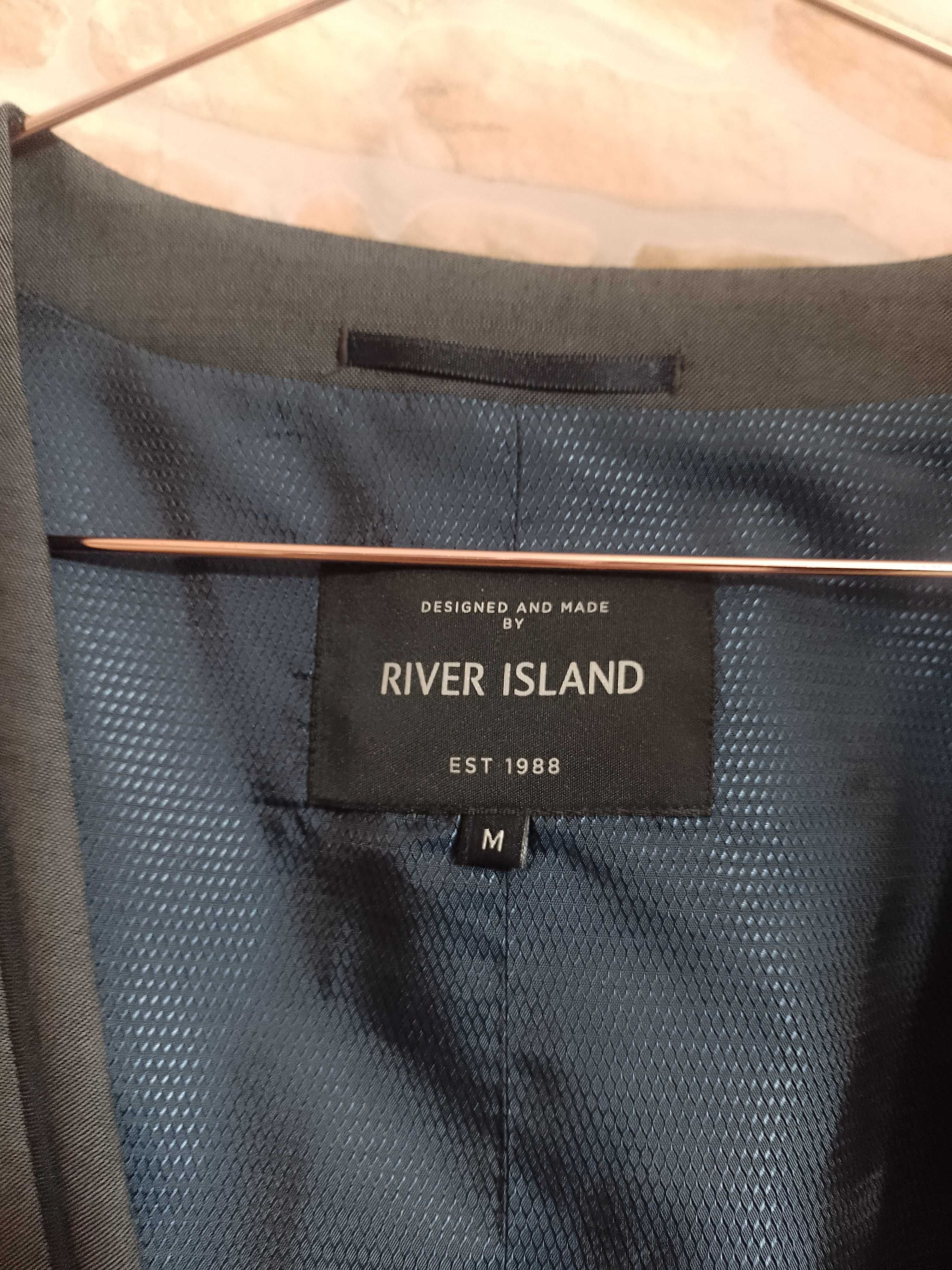 (M) RIVER ISLAND) Szaro - granatowa kamizelka garniturowa z Londynu