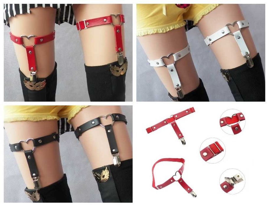 Подвязка гартеры сердце чокер кожа эротическое белье, еротична білизна