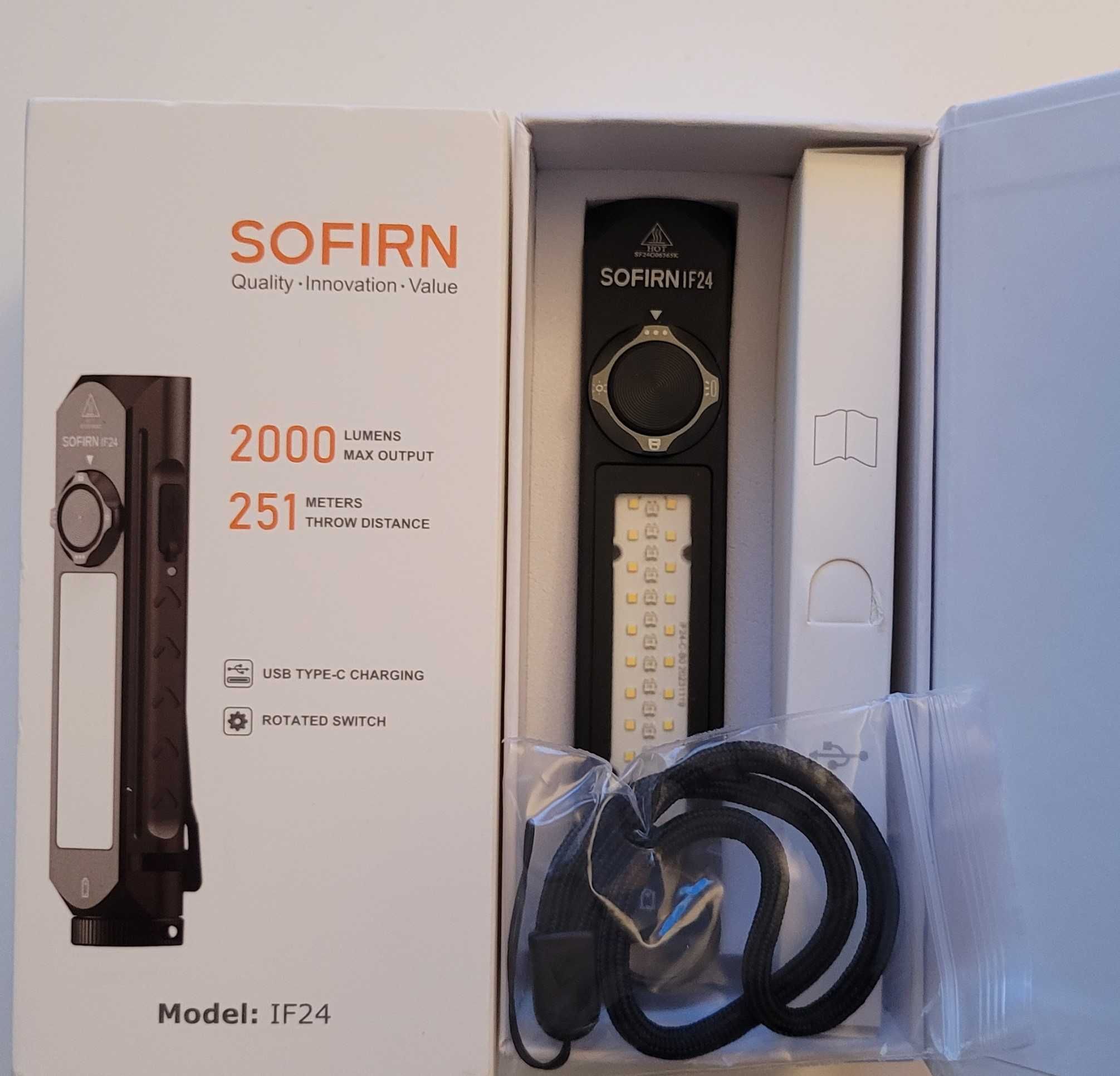 Latarka wielofunkcyjna EDC Sofirn IF24 2000lm RGB + akumulator
