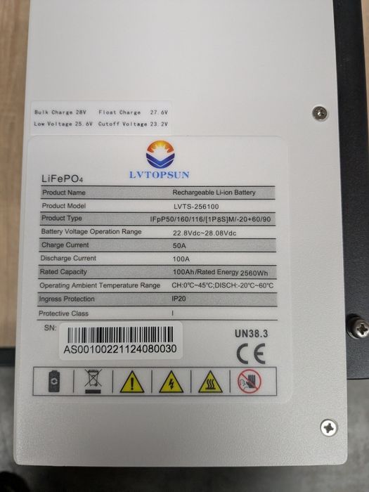 Акумулятор LVTOPSUN LVTS-256100 2,56кВт·год LiFePO₄