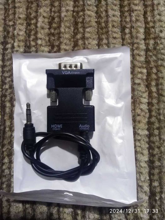 Перехідник  HDMI на VGA зі стерео аудіо виходом (mini-Jack 3.5 мм)
