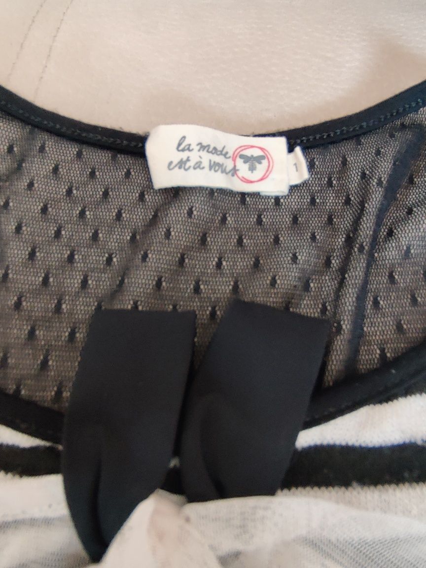 Túnica de alças, preta e branca, La Mode est à Vous, 36