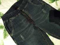 Jeansy jogger klasyczne brokat przetarcia street