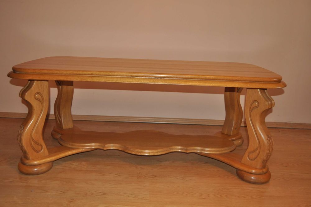 Masywna Ława Drewniana/Stół Kawowy Stylizowany 143x72 cm – Lite Drewno