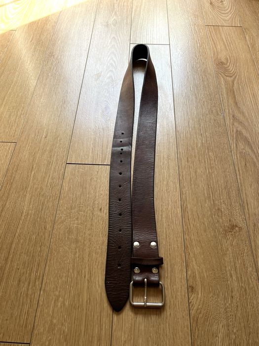 Wojskowy skórzany pas żołnierski szeregowca brązowy 130cm