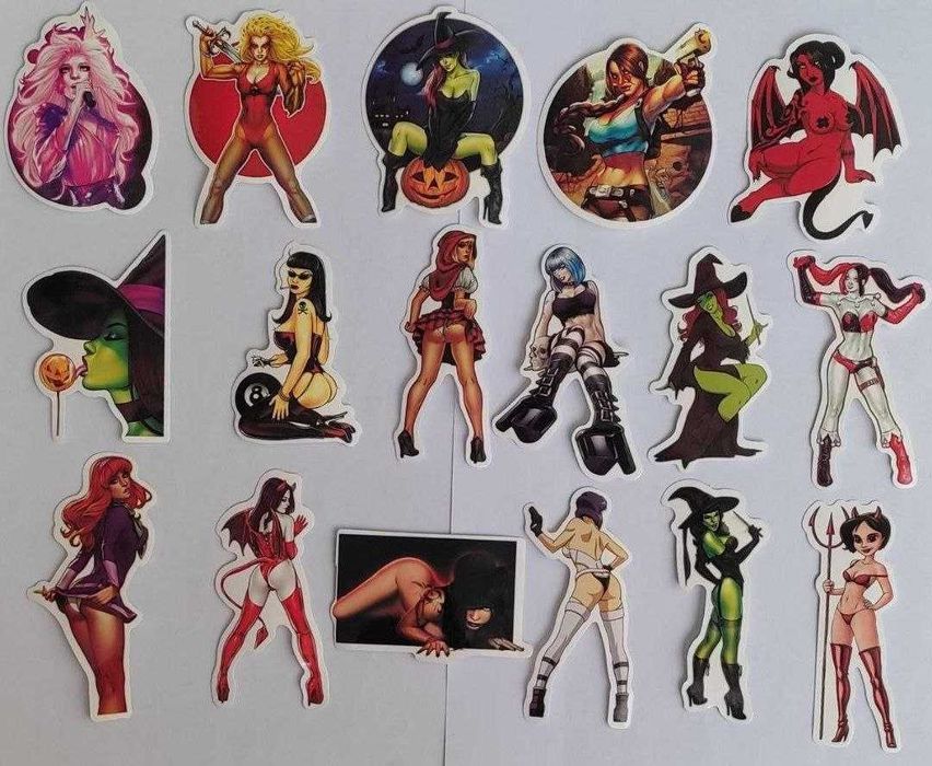 Наклейки стикеры красивые девушки "Pin-up & Fantasy Girls" — 50 шт.