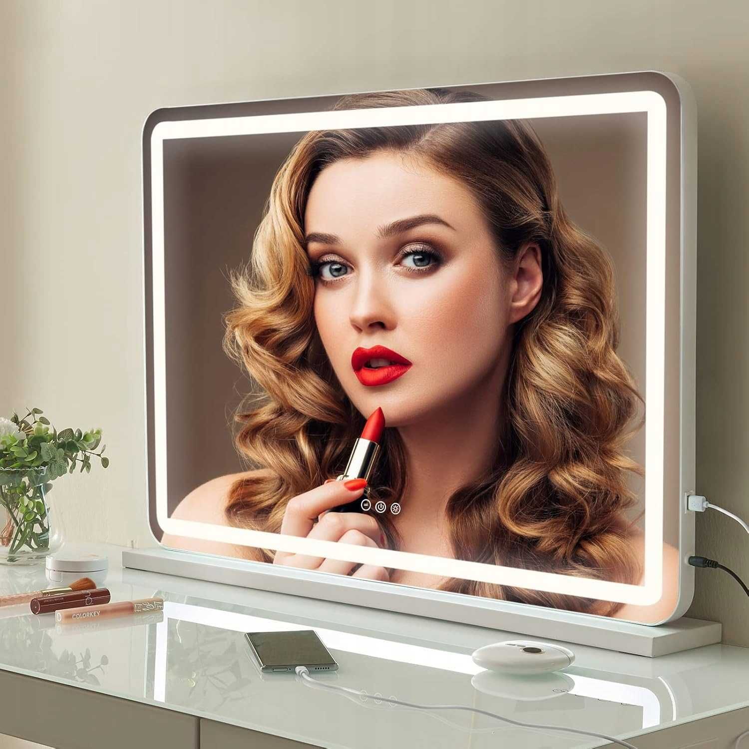 lustro hollywood z oświetleniem stojące prostokąt 800 x 550 mm