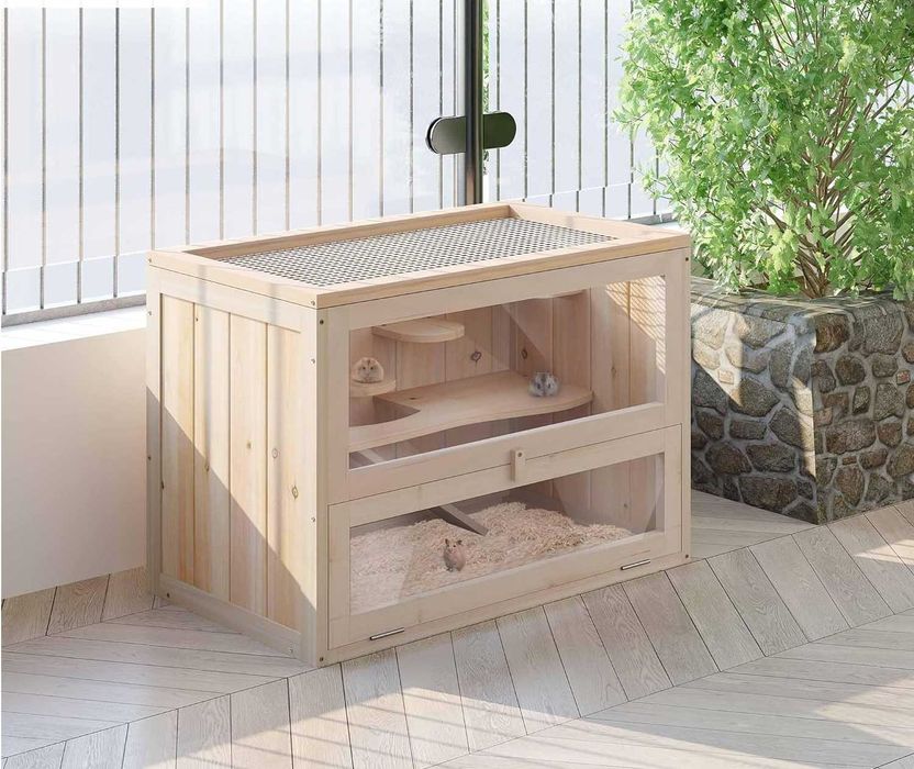 NOVO - Gaiola Madeira para HAMSTER e Pequenos Roedores 60x35x42cm