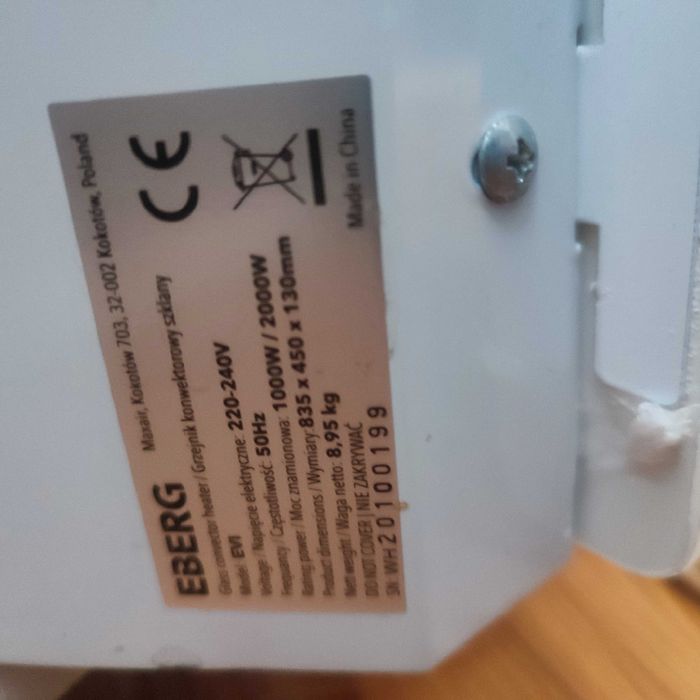 Grzejnik elektryczny  Eberg 2000 wat  LED wifi