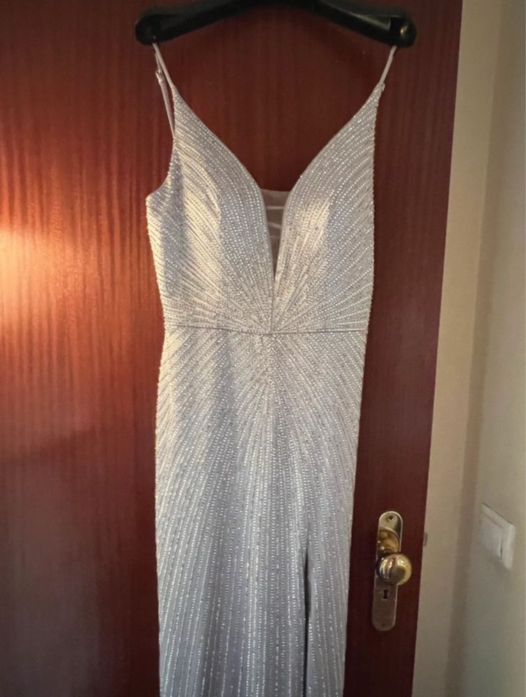 Vestido prata brilhante baile de finalistas