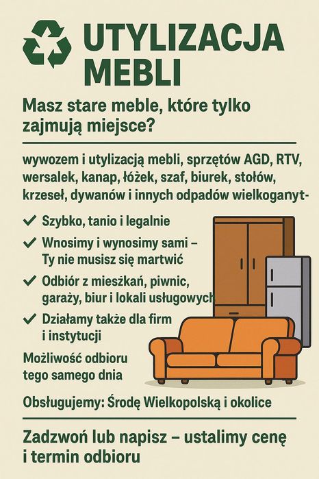 Utylizacja/wywóz mebli