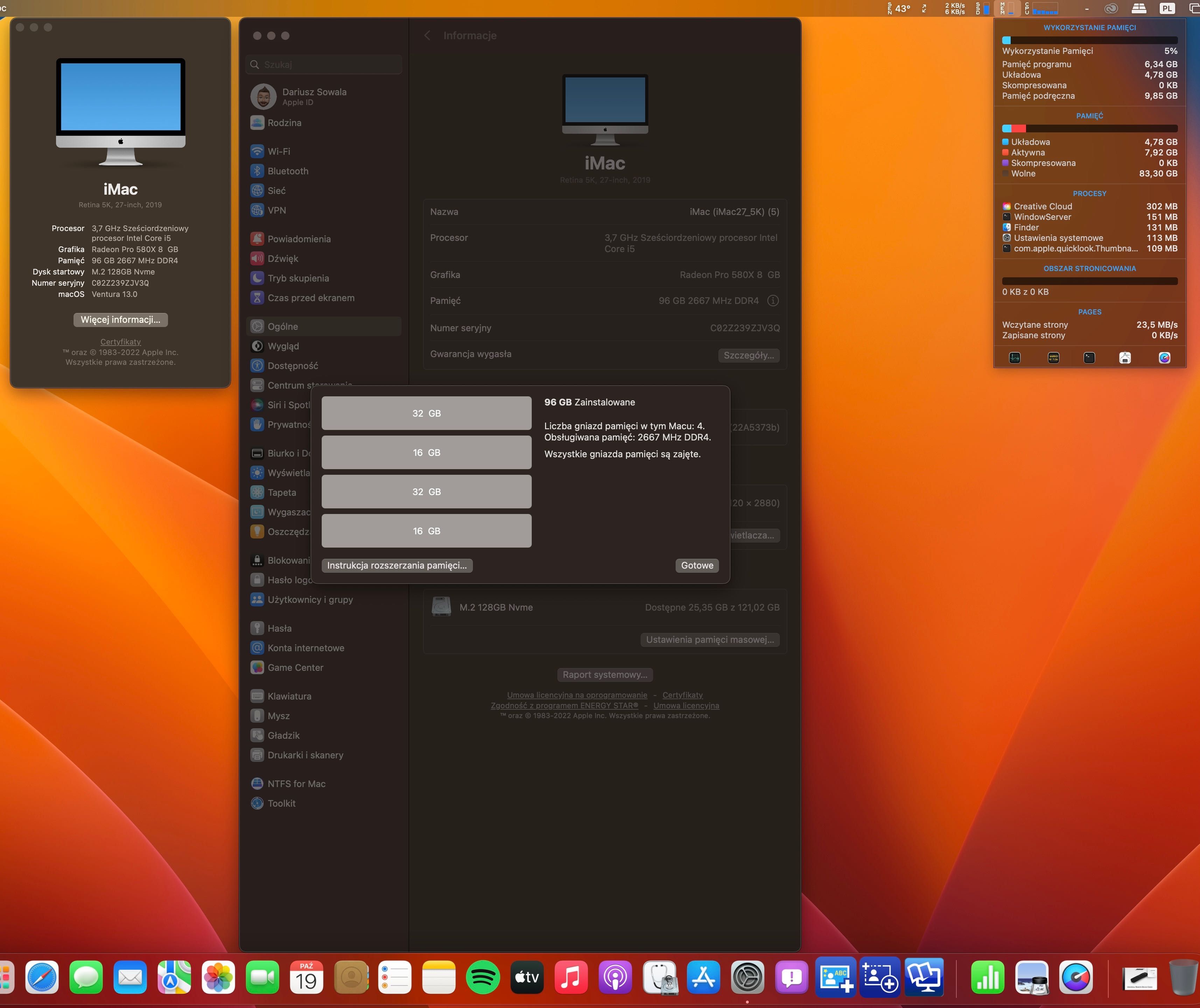 iMac 27 5K 96GB RAM Radeon Pro 580X 8GB VRAM 6core