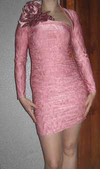 Платье вечернее розовое+болеро(комплект) новое!