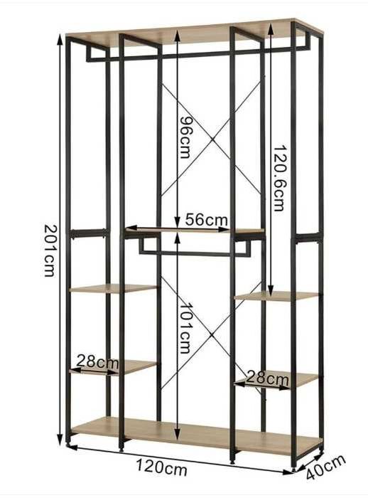 Wieszak na ubrania WOLTU drążkami na ubrania, 120x40x201cm