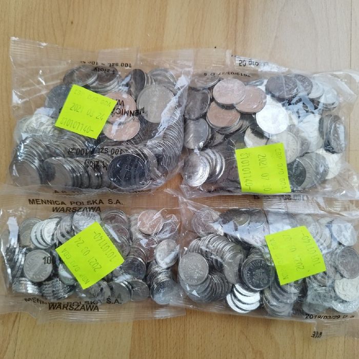 Zestaw woreczków 10,20,50 groszy oraz 1 złoty 2019 - Stal