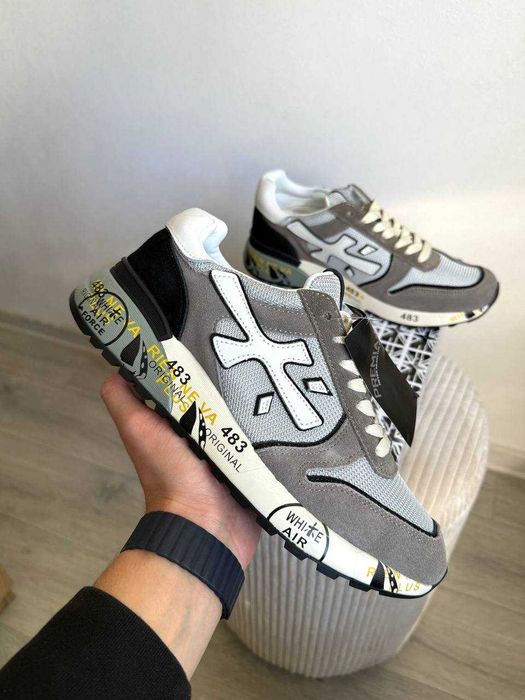 ‼️Оригинал Premiata Grey Black White кроссовки мужские новые замшевые