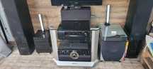 Denon plus victrola plus kolumny plus subwoofer