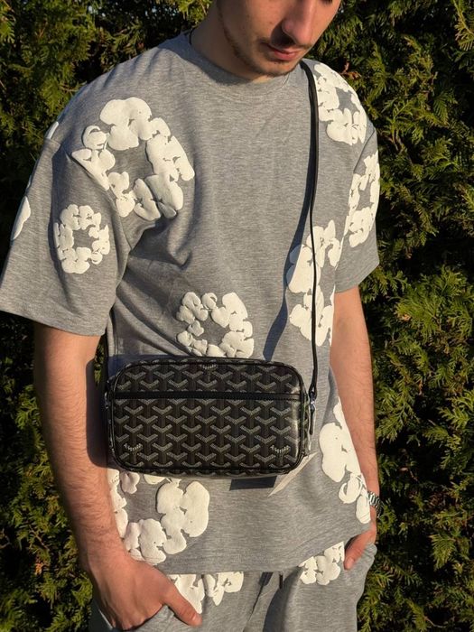Сумка Goyard мужская через плечо барсетка черная Гоярд кожаная Paris