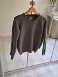 wełniany szary sweter w serek unisex 100% wełna
