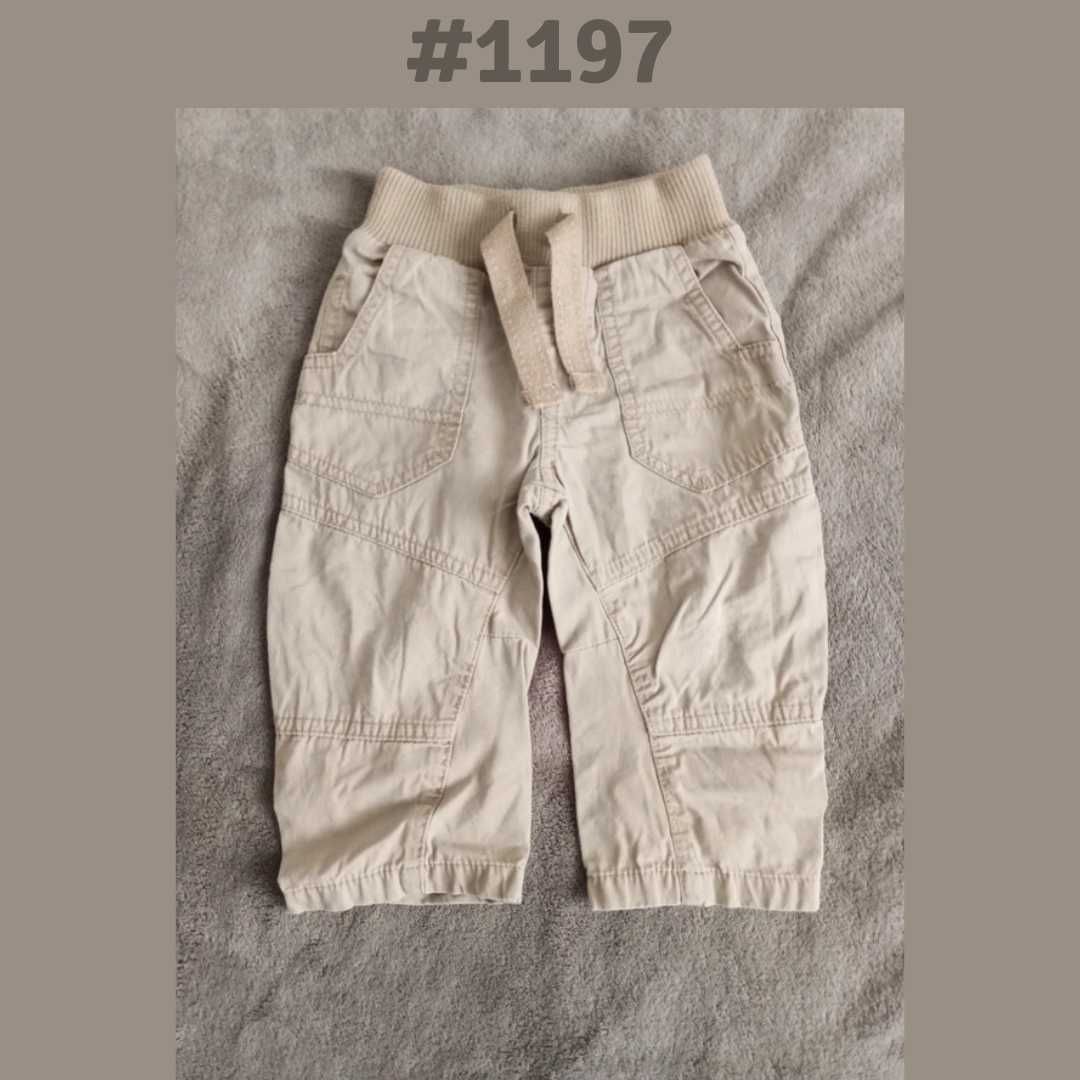 BEZ WAD Spodnie bojówki cargo 9-12 miesięcy 74-80cm George beżowe#1197