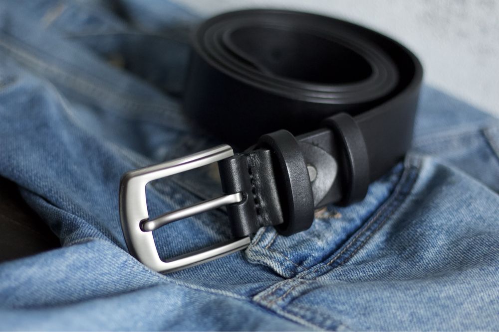 Ремінь чоловічий з натуральної шкіри. Ремень на пояс чорний класичний