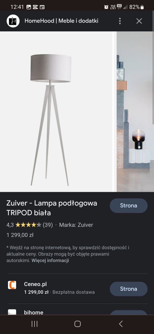 Lampa podłogowa tripod