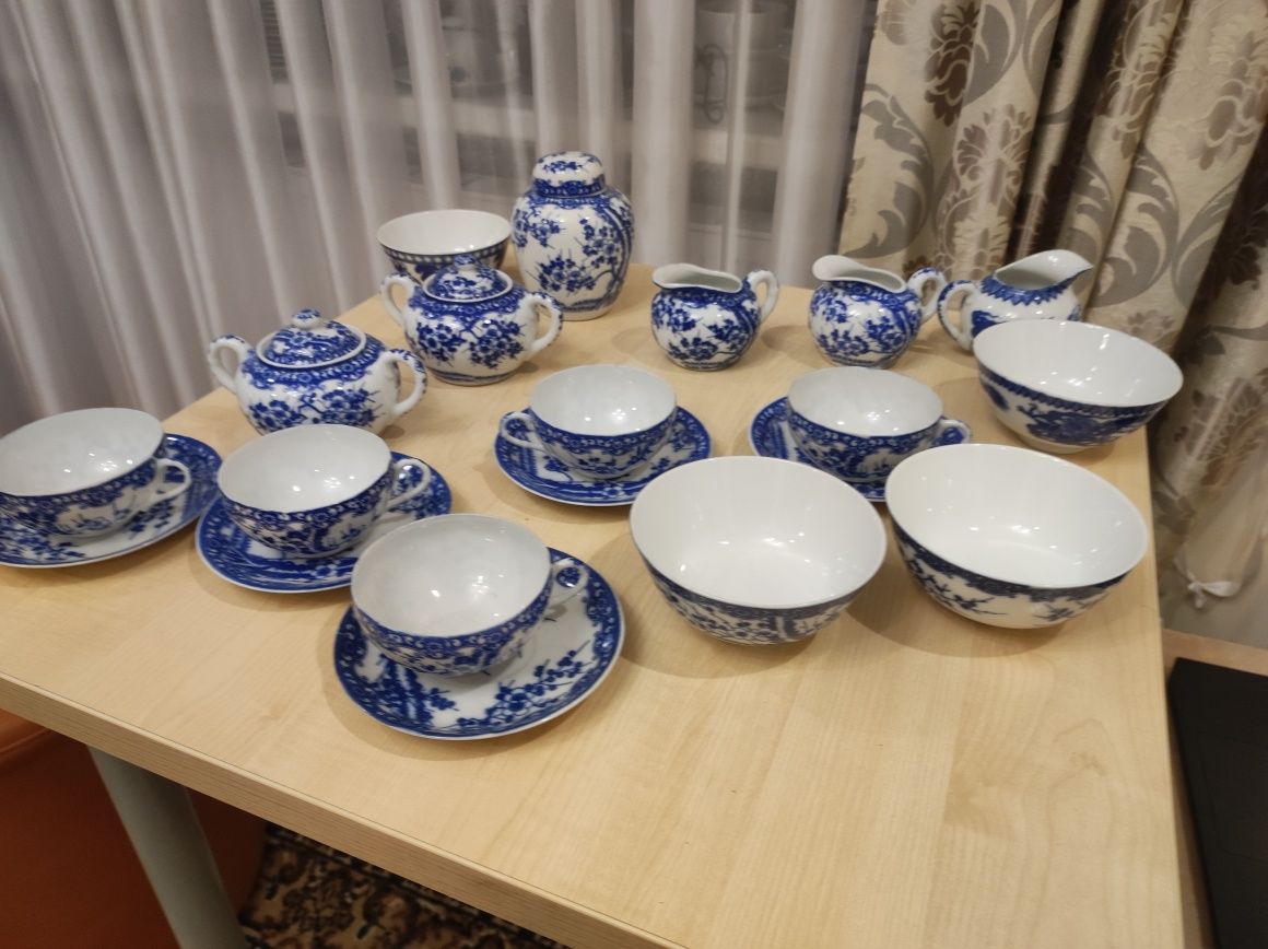 Чайная пара порцеляна Сакура фарфор тарелка чашка молочник