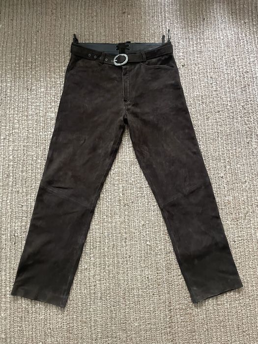 Skórzane spodnie jodlermax skóra zamszowa