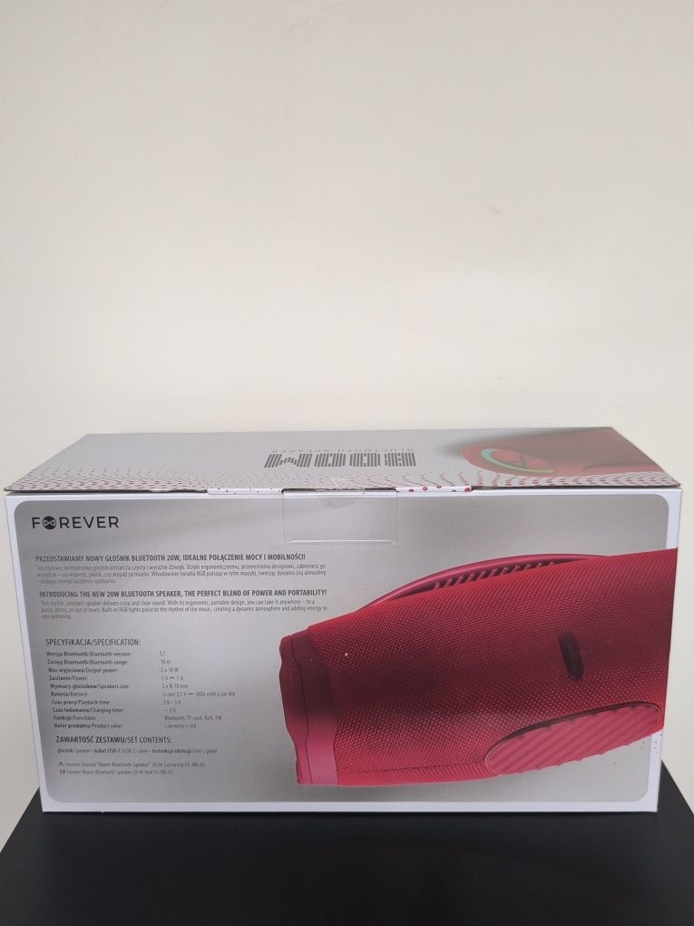 Głośnik forever  boom 20 w bezprzewodowy czerwony