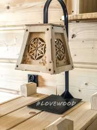 Lampa drewniana w stylu loft