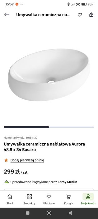 Umywalka nablatowa z baterią, stan BDB