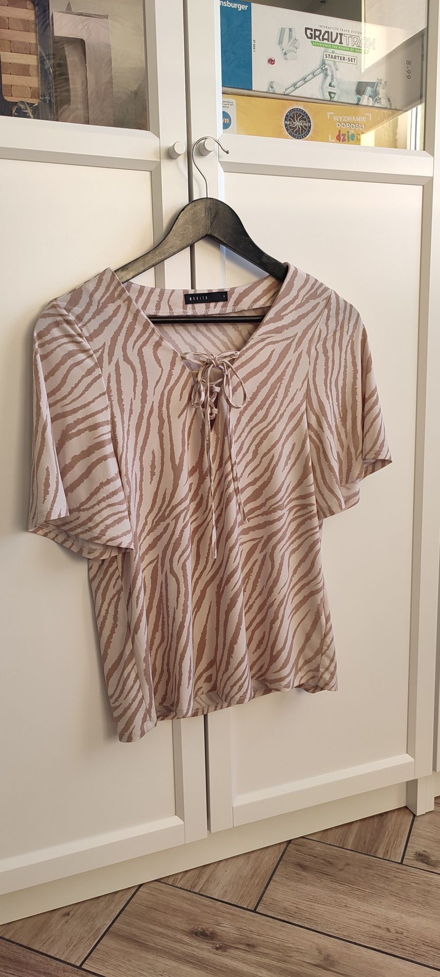 Bluzka na krótki rękaw Mohito zebra beż r S