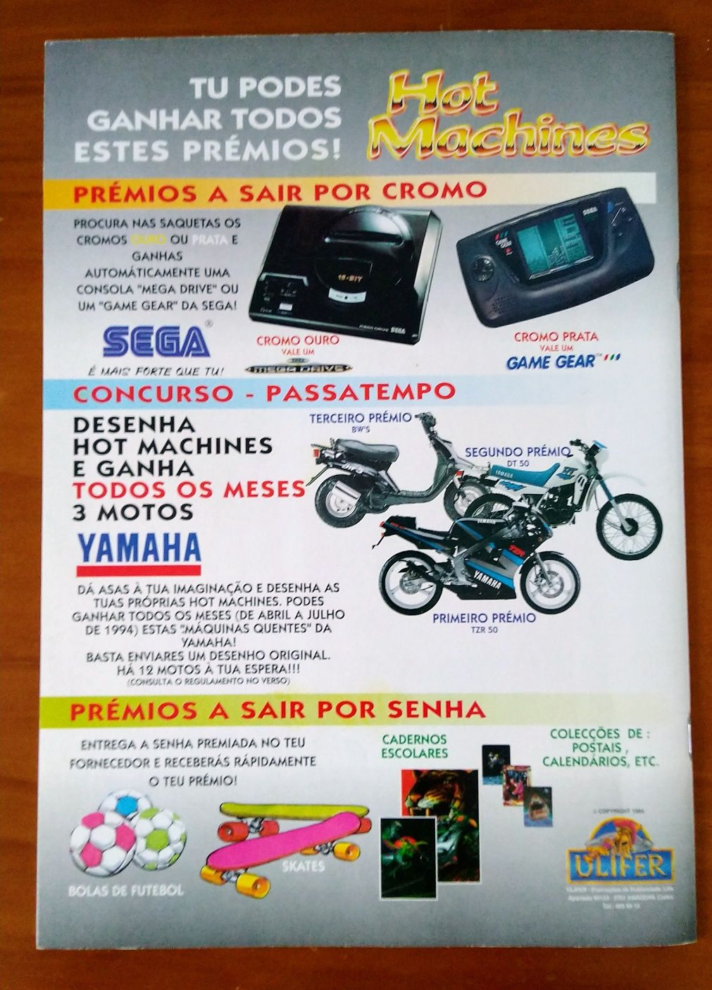 Caderneta cromos HOT MACHINES da Sega.