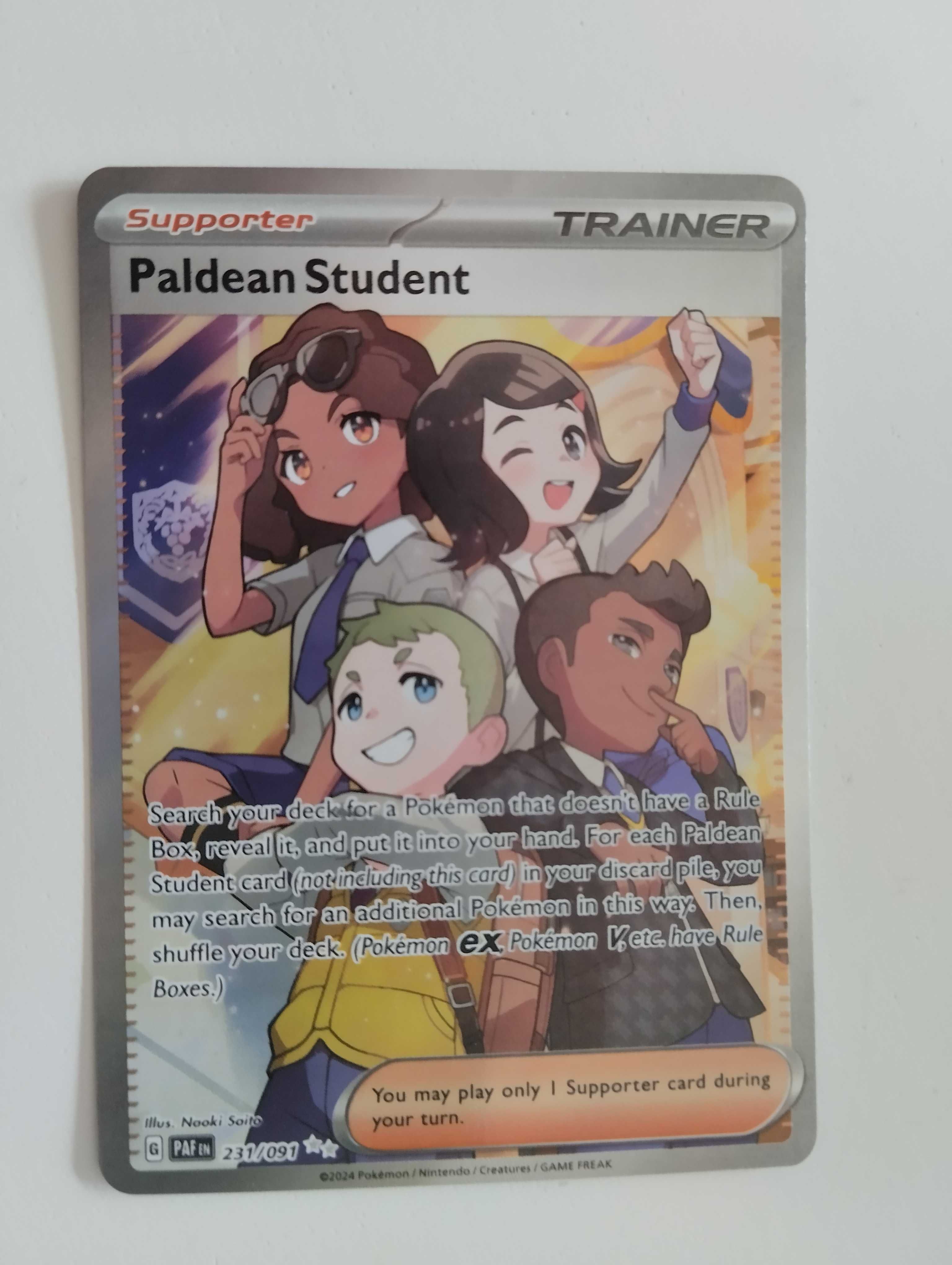 Karta Pokemon Tcg Paldean Fates Paldean Student Full Art 231/091