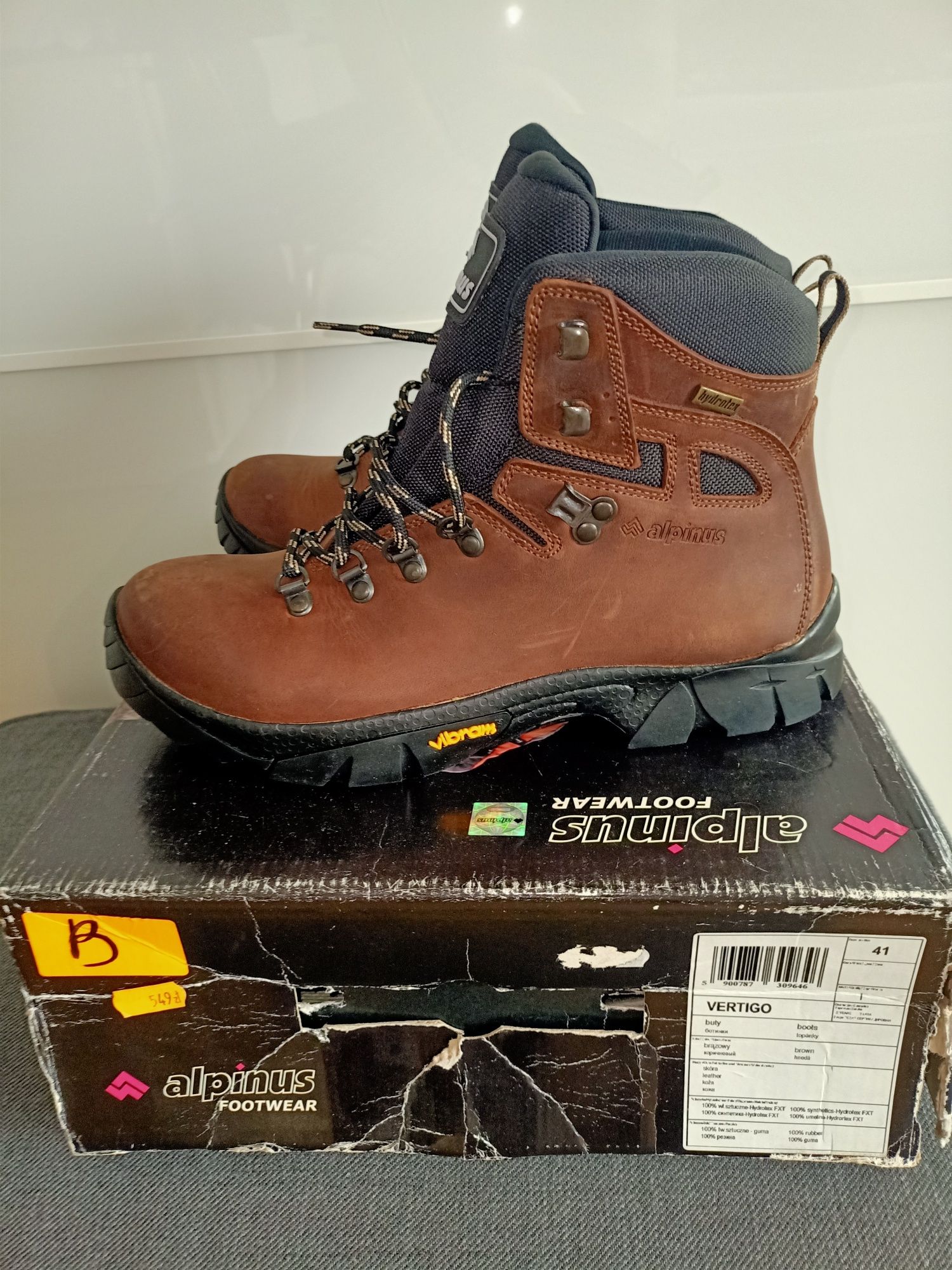 Buty trekkingowe Alpinus Vertigo Vibram nowe 41 skóra