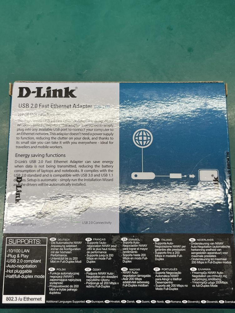 Adapter sieciowy RJ45 USB D-Link DUB-E100 nowy