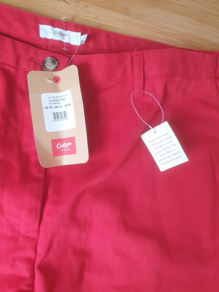 Spodnie czerwone Nowe duży rozmiar 46 Cotton Traders
