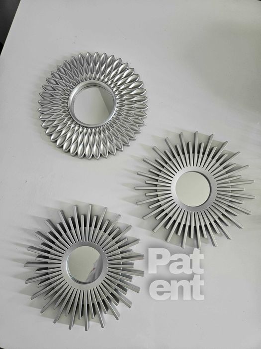 Lustra zestaw 3 luster w srebrnych ramkach do domu na ścianę dekoracja