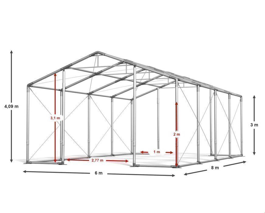 6x8x3m Hala namiotowa handlowa przemysłowa Wysyłka Gratis DAS 600 M