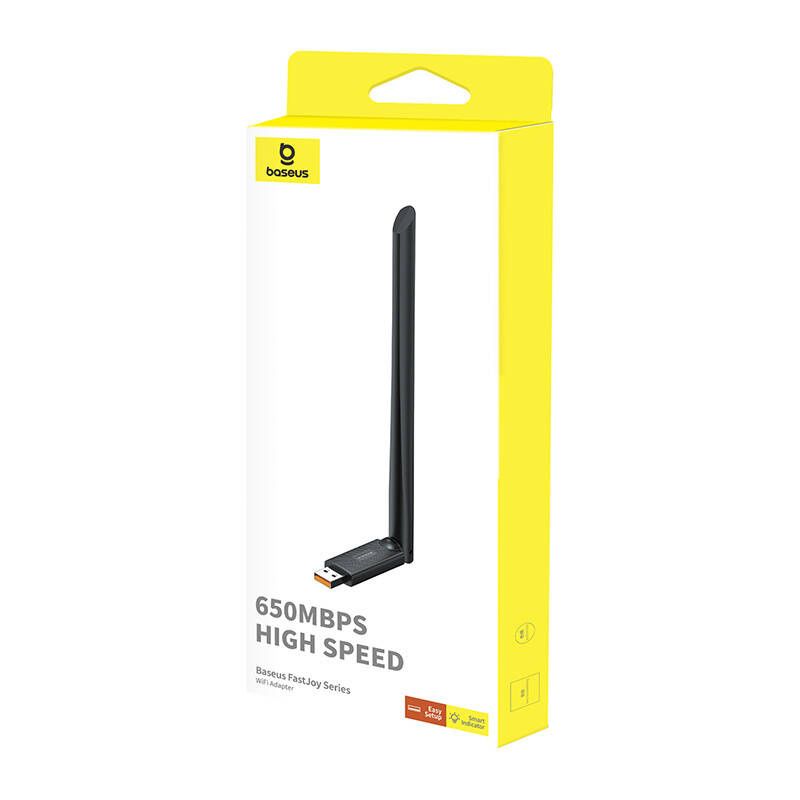 Adapter WiFi z anteną Baseus FastJoy 650Mbps (czarny)