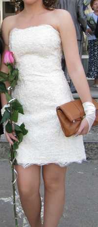 Нежное молочное платье с ручной вышивкой на свадьбу/выпускной