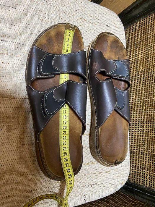 Кожаные мужские коричневые шлепанцы