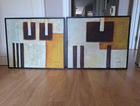 Duas telas em acrílico com moldura 65 x55