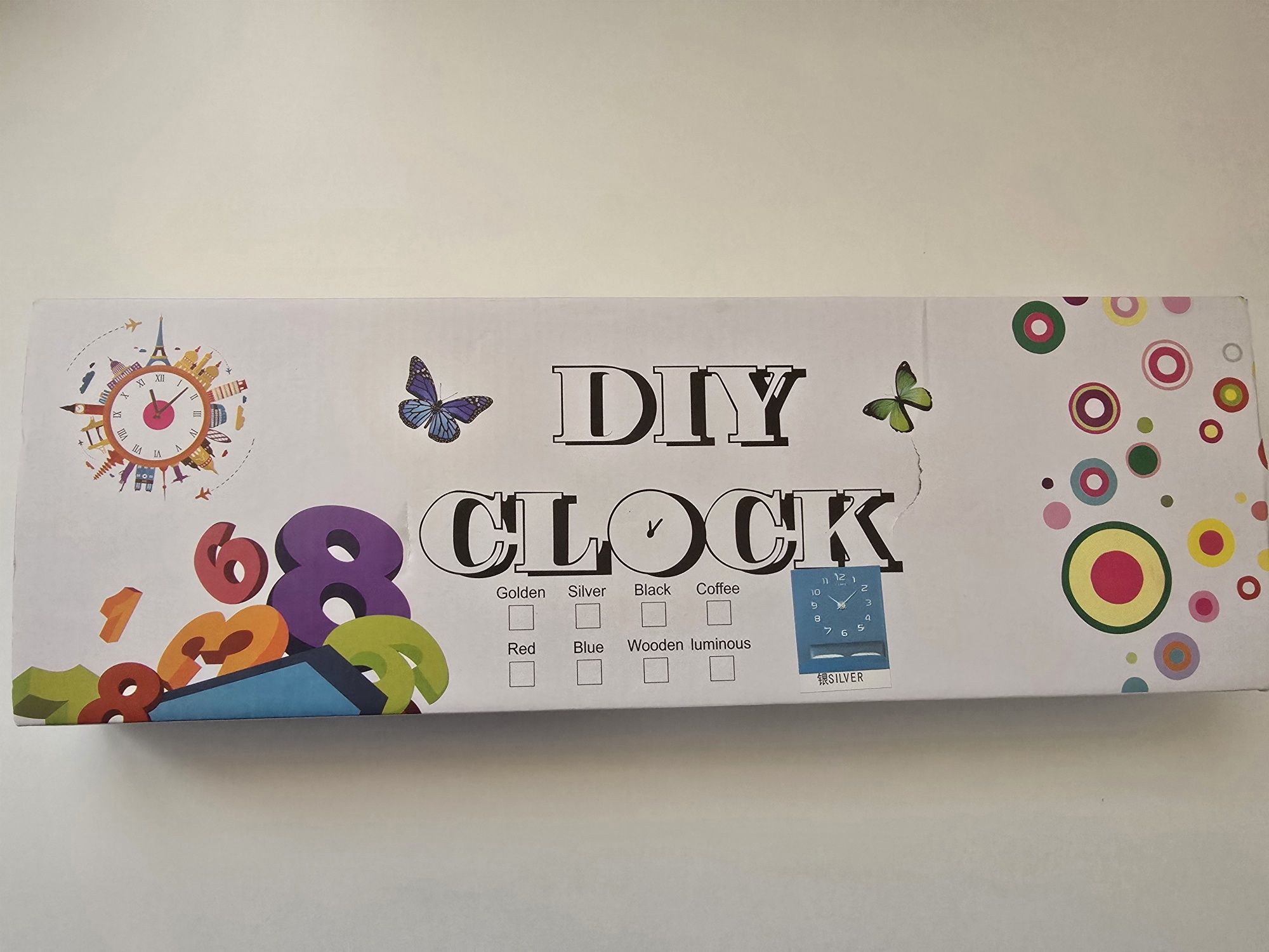 Zegar ścienny DIY srebrny 12 cyfr 80-120 cm duży
