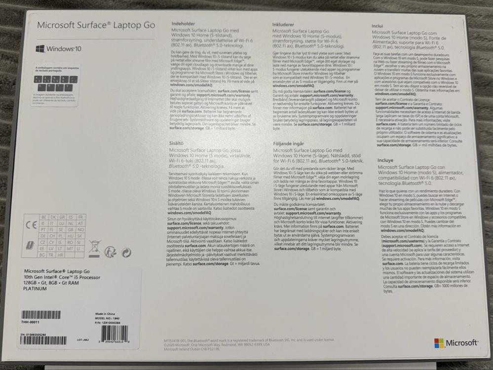 Microsoft Surface Laptop Go como novo